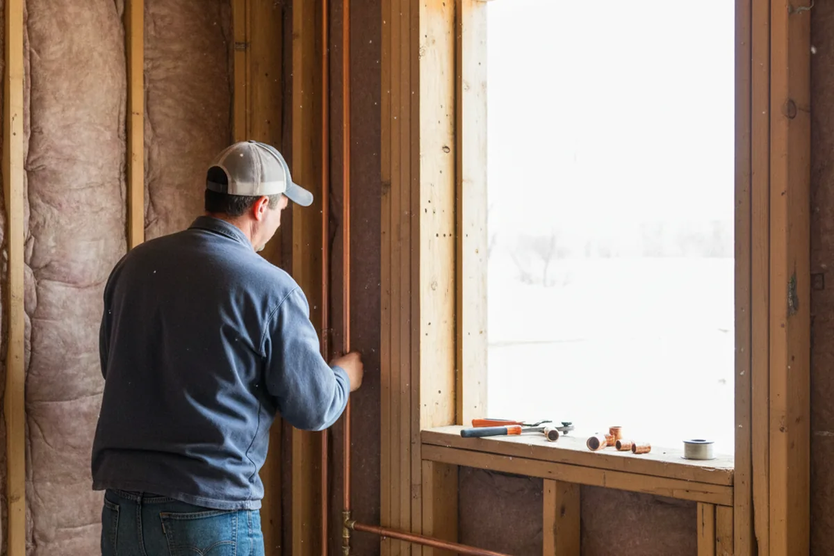 Licensed plumber running new copper supply lines in a Prosperity home
