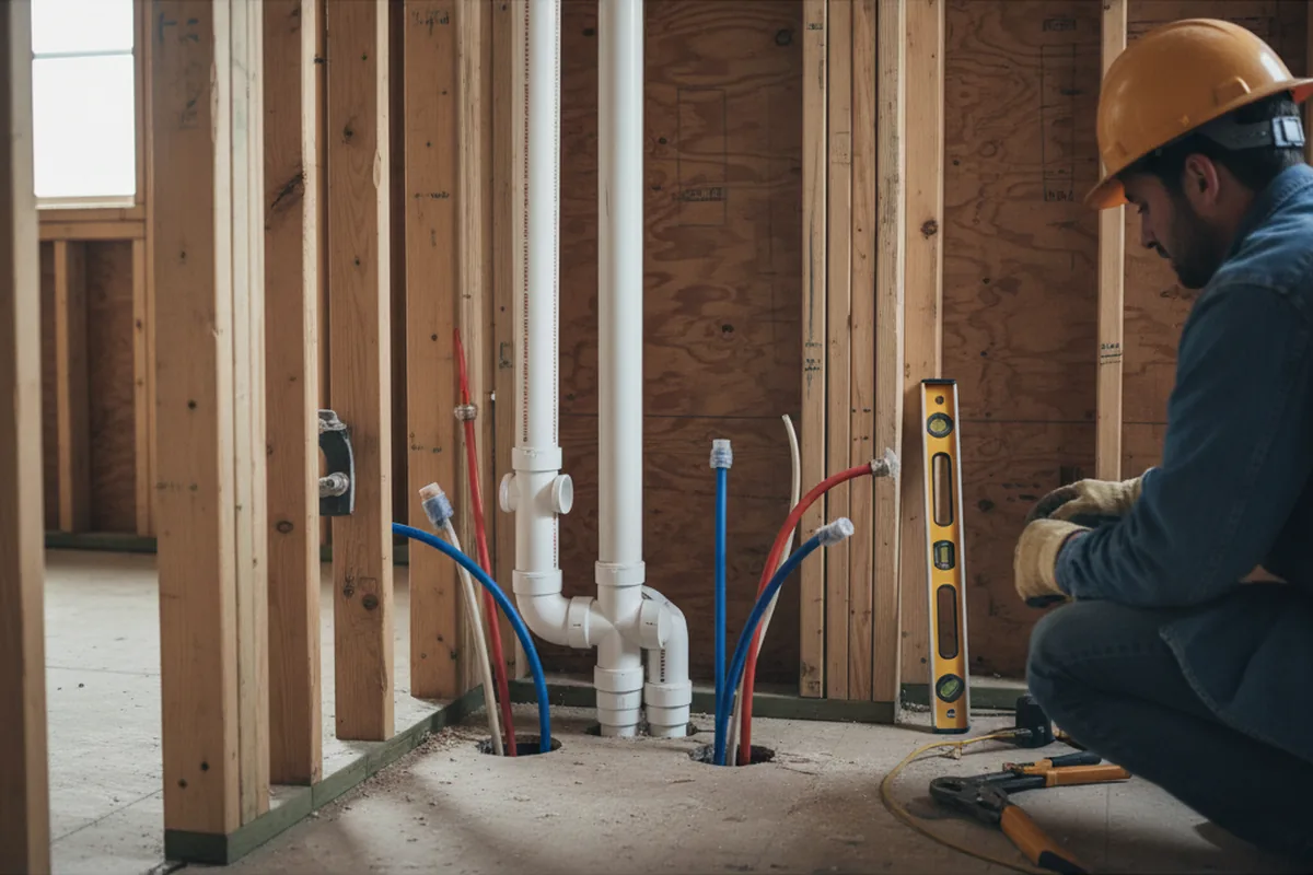 Drain and supply rough-in during Garbage Disposal Repair in Prosperity