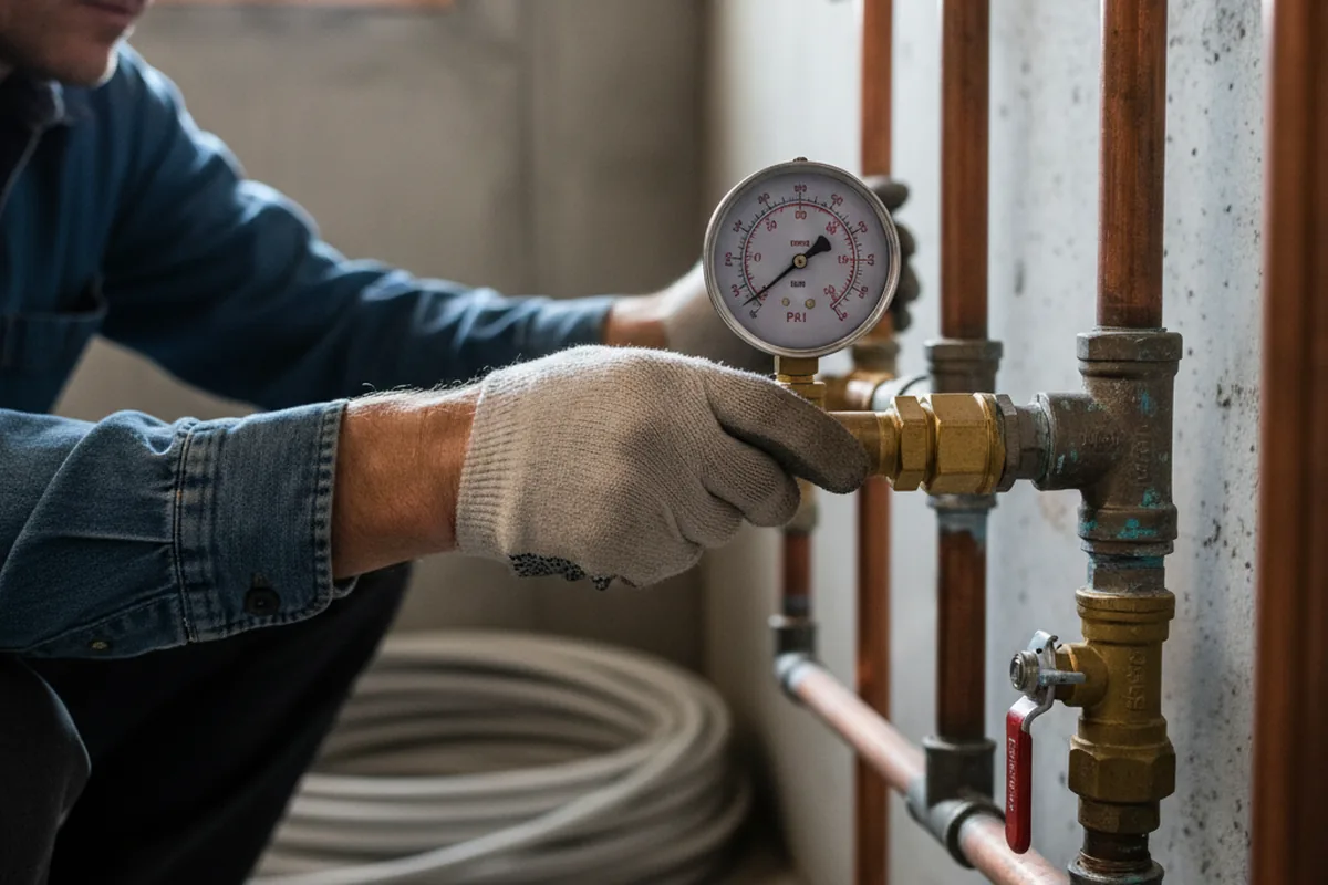Pressure testing a repaired line during Water Line Repair in Prosperity